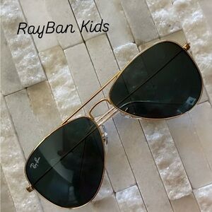 Ray-Ban Kids Gold Aviator Sunglasses with Dark Lenses
